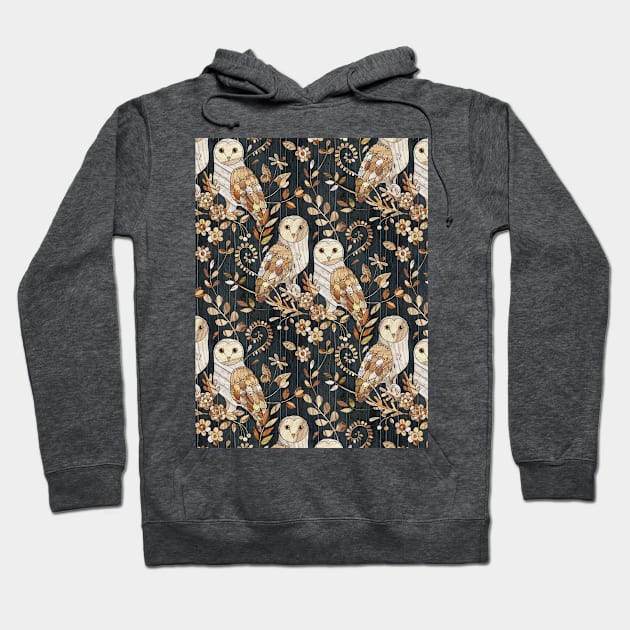 Wooden Wonderland Barn Owl Collage Hoodie by micklyn